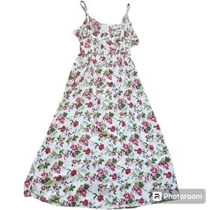 SM Floral Rose Print Ruffle Top Maxi Sundress flowers flowy Garden Girl